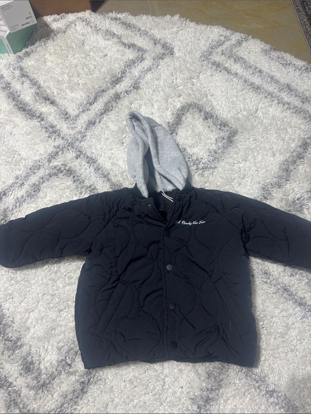 Zara 3 years Black Quilted Puffy Jacket with Grey Hood